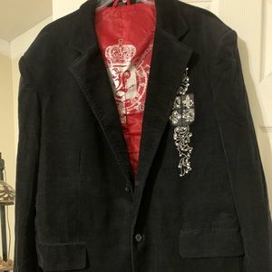 Lamasini Jeans XL Black Rhinestone Corduroy Jacket